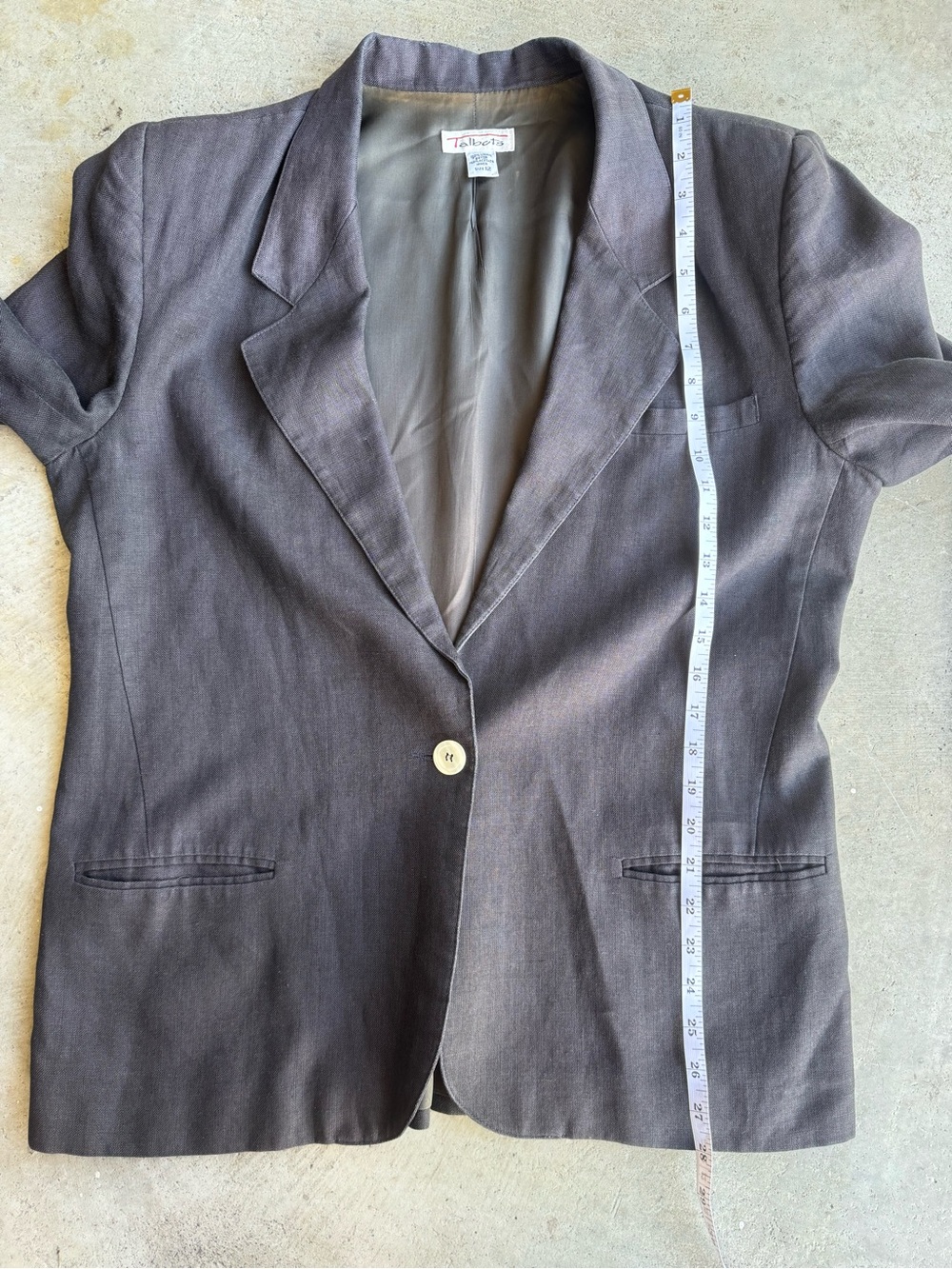 Talbots Vintage Black 100% Linen Blazer 12 Oversized Office Tailored Coastal - Picture 14 of 16